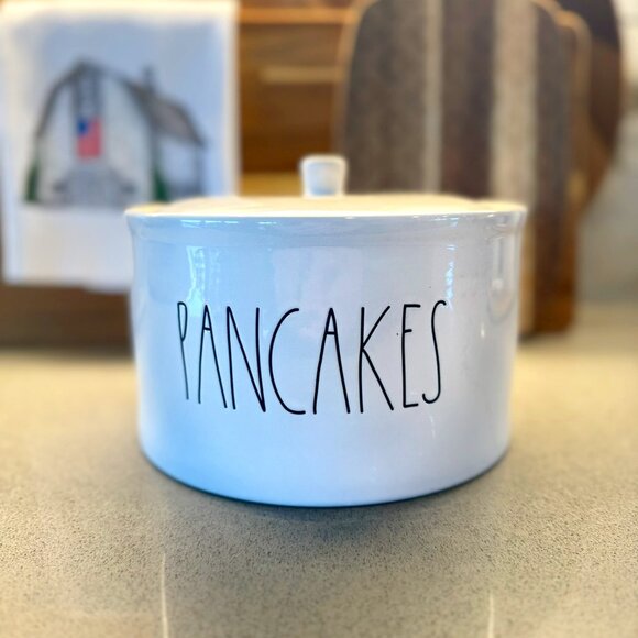 Rae Dunn PANCAKES Ceramic Warmer — Farmhouse Kitchen Decor - Picture 1 of 12
